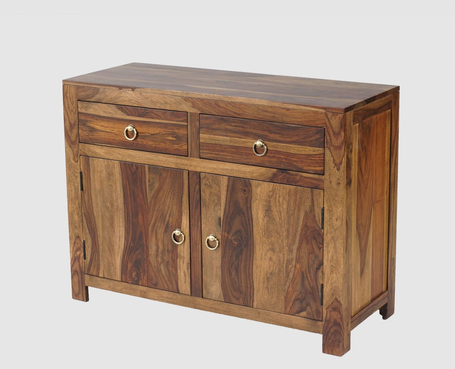 Negro Sheesham Wood Sidebaord with Two Drawers & Doors - Sideboard - Furniselan