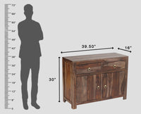 Negro Sheesham Wood Sidebaord with Two Drawers & Doors - Sideboard - Furniselan