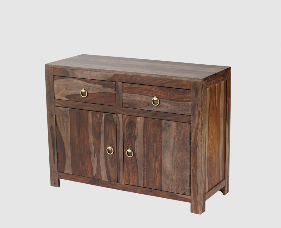 Negro Sheesham Wood Sidebaord with Two Drawers & Doors - Sideboard - Furniselan