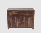 Negro Sheesham Wood Sidebaord with Two Drawers & Doors - Sideboard - Furniselan