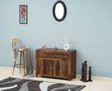 Negro Sheesham Wood Sidebaord with Two Drawers & Doors - Sideboard - Furniselan