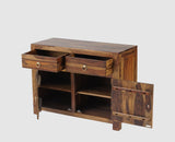 Negro Sheesham Wood Sidebaord with Two Drawers & Doors - Sideboard - Furniselan