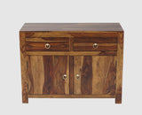 Negro Sheesham Wood Sidebaord with Two Drawers & Doors - Sideboard - Furniselan