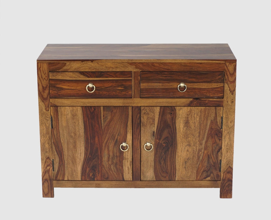 Negro Sheesham Wood Sidebaord with Two Drawers & Doors - Sideboard - Furniselan