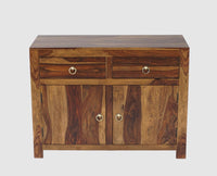 Negro Sheesham Wood Sidebaord with Two Drawers & Doors - Sideboard - Furniselan