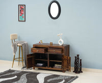 Negro Sheesham Wood Sidebaord with Two Drawers & Doors - Sideboard - Furniselan