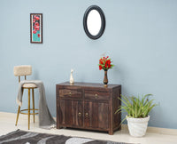 Negro Sheesham Wood Sidebaord with Two Drawers & Doors - Sideboard - Furniselan