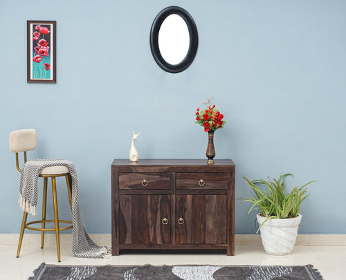 Negro Sheesham Wood Sidebaord with Two Drawers & Doors - Sideboard - Furniselan