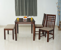 Oslo Sheesham Wood 4 Seater Dining Table Set with 2 Chair & 1 Bench for Dining Room - Dining Set - Furniselan - Rosewood-Fine-Finish