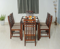 Oslo Sheesham Wood 6 Seater Dining Table Set with 6 Chair for Dining Room - Dining Set - Furniselan -Rosewood-Fine-Finish