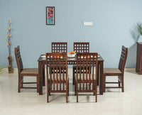 Oslo Sheesham Wood 6 Seater Dining Table Set with 6 Chair for Dining Room - Dining Set - Furniselan -Rosewood-Fine-Finish