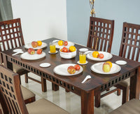 Oslo Sheesham Wood 6 Seater Dining Table Set with 6 Chair for Dining Room - Dining Set - Furniselan -Rosewood-Fine-Finish