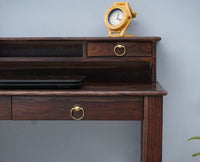 Oslo Solid Wood Study Table with Four Drawer - Study Table - Furniselan - Grey-Finish