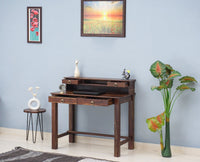 Oslo Solid Wood Study Table with Four Drawer - Study Table - Furniselan - Teak-Finish