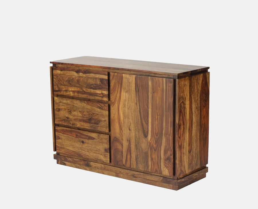 Panama Sheesham Wood Three Drawer one Door Sidebaord - Sideboard - Furniselan
