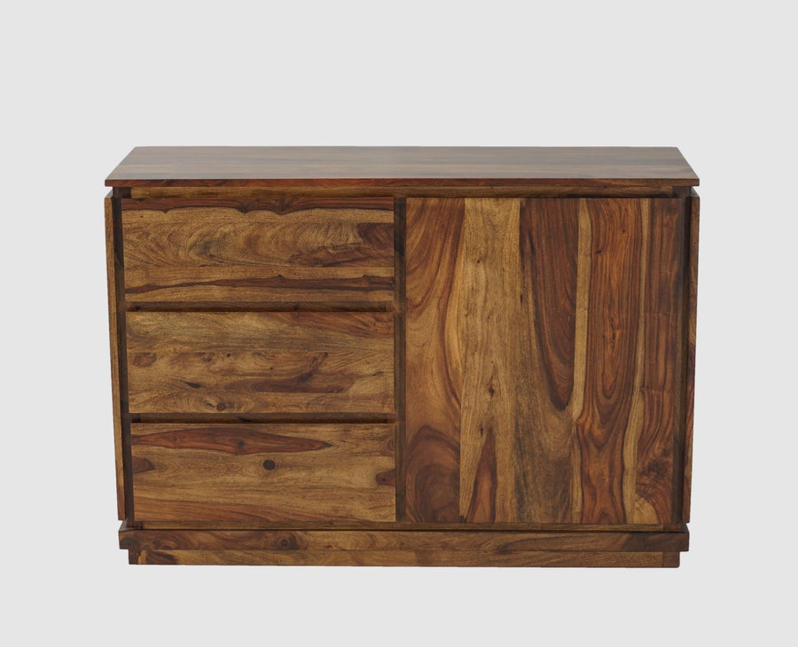Panama Sheesham Wood Three Drawer one Door Sidebaord - Sideboard - Furniselan