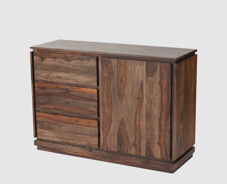 Panama Sheesham Wood Three Drawer one Door Sidebaord - Sideboard - Furniselan