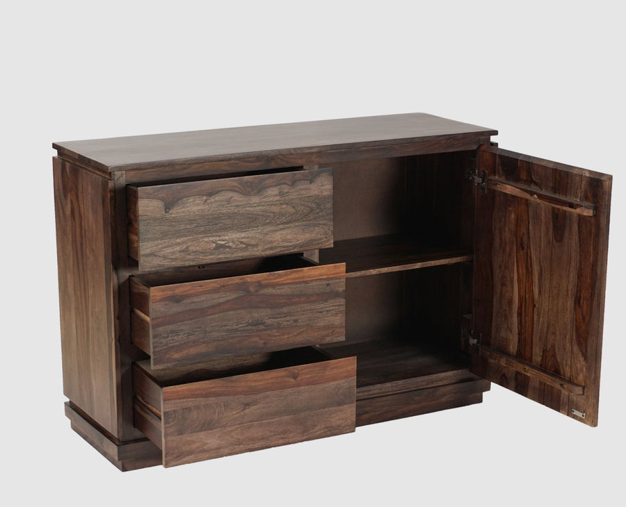 Panama Sheesham Wood Three Drawer one Door Sidebaord - Sideboard - Furniselan