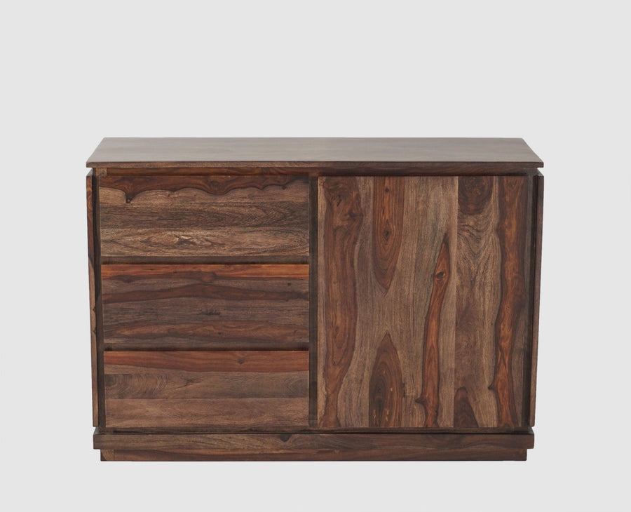 Panama Sheesham Wood Three Drawer one Door Sidebaord - Sideboard - Furniselan
