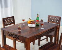 Perth Solid Wood 4 Seater Square Dining Table Set with 4 Chair for Dining Room - Dining Set - Furniselan - Maple-Finish
