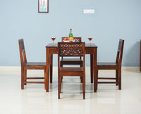 Perth Solid Wood 4 Seater Square Dining Table Set with 4 Chair for Dining Room - Dining Set - Furniselan - Maple-Finish