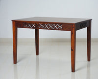 Perth Solid Wood 4 Seater Square Dining Table Set with 4 Chair for Dining Room - Dining Set - Furniselan - Maple-Finish
