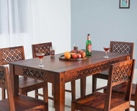 Perth Solid Wood 6 Seater Square Dining Table Set with 6 Chair for Dining Room - Dining Set - Furniselan - Maple-Finish
