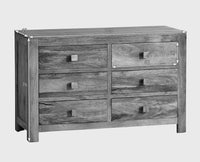 Portugal Solid Wood 6 Drawer Chest of Drawer - Chest of Drawer -Furniselan - Natural-Mango-Finish