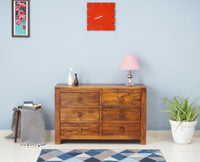 Portugal Solid Wood 6 Drawer Chest of Drawer - Chest of Drawer - Furniselan - Dark-Brown-Finish