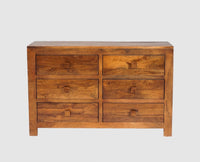 Portugal Solid Wood 6 Drawer Chest of Drawer - Chest of Drawer - Furniselan - Dark-Brown-Finish