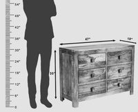 Portugal Solid Wood 6 Drawer Chest of Drawer - Chest of Drawer -Furniselan - Natural-Mango-Finish