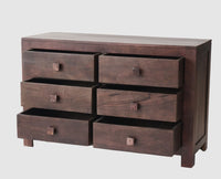 Portugal Solid Wood 6 Drawer Chest of Drawer - Chest of Drawer - Furniselan - Grey-Finish