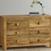 Portugal Solid Wood 6 Drawer Chest of Drawer - Chest of Drawer -Furniselan - Natural-Mango-Finish