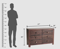 Portugal Solid Wood 6 Drawer Chest of Drawer - Chest of Drawer - Furniselan - Grey-Finish