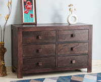 Portugal Solid Wood 6 Drawer Chest of Drawer - Chest of Drawer - Furniselan - Grey-Finish