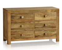 Portugal Solid Wood 6 Drawer Chest of Drawer - Chest of Drawer -Furniselan - Natural-Mango-Finish