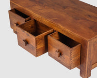 Portugal Solid Wood 6 Drawers Coffee Table - Coffee Table - Furniselan - Dark-Brown-Finish