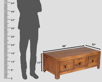 Portugal Solid Wood 6 Drawers Coffee Table - Coffee Table - Furniselan - Dark-Brown-Finish