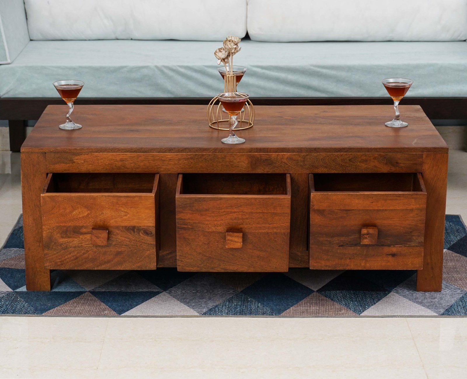 Buy Portugal Solid Wood 6 Drawers Coffee Table Online on Furniselan