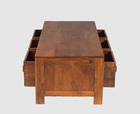 Portugal Solid Wood 6 Drawers Coffee Table - Coffee Table - Furniselan - Dark-Brown-Finish