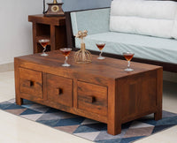 Portugal Solid Wood 6 Drawers Coffee Table - Coffee Table - Furniselan - Dark-Brown-Finish