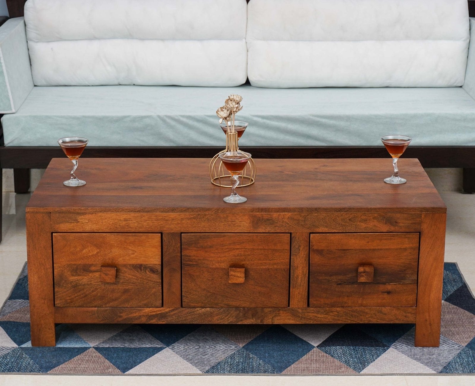 Buy Portugal Solid Wood 6 Drawers Coffee Table Online on Furniselan