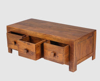 Portugal Solid Wood 6 Drawers Coffee Table - Coffee Table - Furniselan - Dark-Brown-Finish