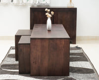 Portugal Solid Wood Coffee Table With Two Stool - Stools - Furniselan -  Grey-Finish