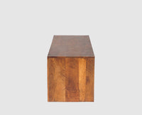 Portugal Solid Wood Coffee Table With Two Stool - Stools - Furniselan - Dark-Brown-Finish