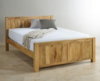 Portugal Solid Wood Queen Size Bed - King Size Bed - Furniselan-Natural-Mango-Finish
