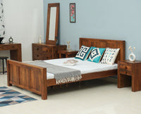 Portugal Solid Wood Queen Size Bed - King Size Bed - Furniselan-Dark-Brown-Finish
