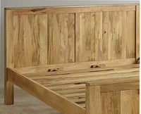 Portugal Solid Wood Queen Size Bed - King Size Bed - Furniselan-Natural-Mango-Finish