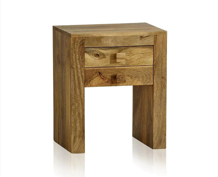 Portugal Solid Wood Two Drawer Bedside Table - Bedside Table - Furniselan-Natural-Mango-Finish