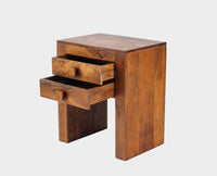Portugal Solid Wood Two Drawer Bedside Table - Bedside Table - Furniselan-Dark-Brown-Finish